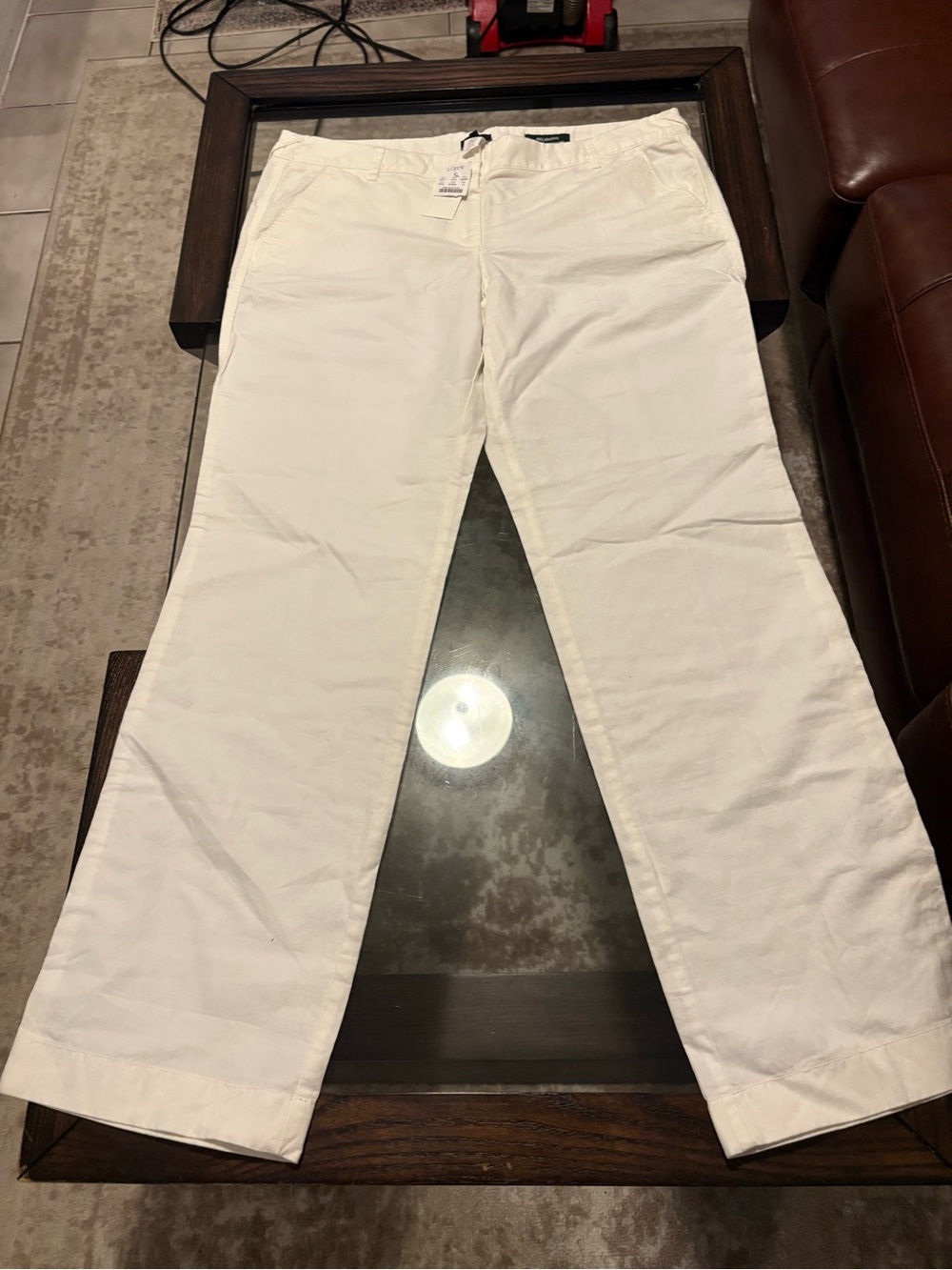 J Crew White l Straight Leg Pants Linen and Cotton 14